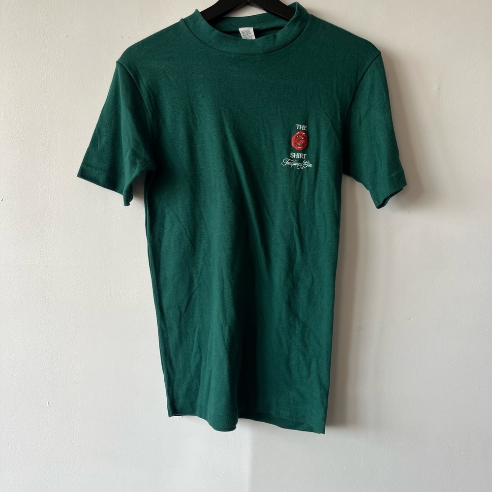 Vintage Tanqueray‎ Gin Shirt Womens XS Green Promo Bar Advertising Tee 90s